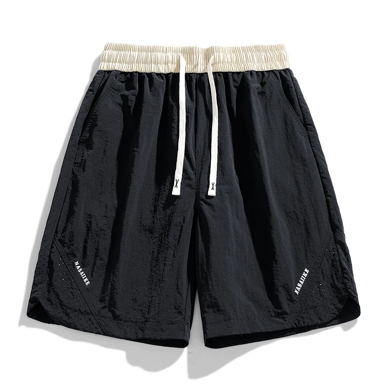Men's Casual Drawstring Shorts Summer Lightweight Quick Dry Elastic Waist Knee Length Mesh Shorts Men Korean Fashion Streetwear
