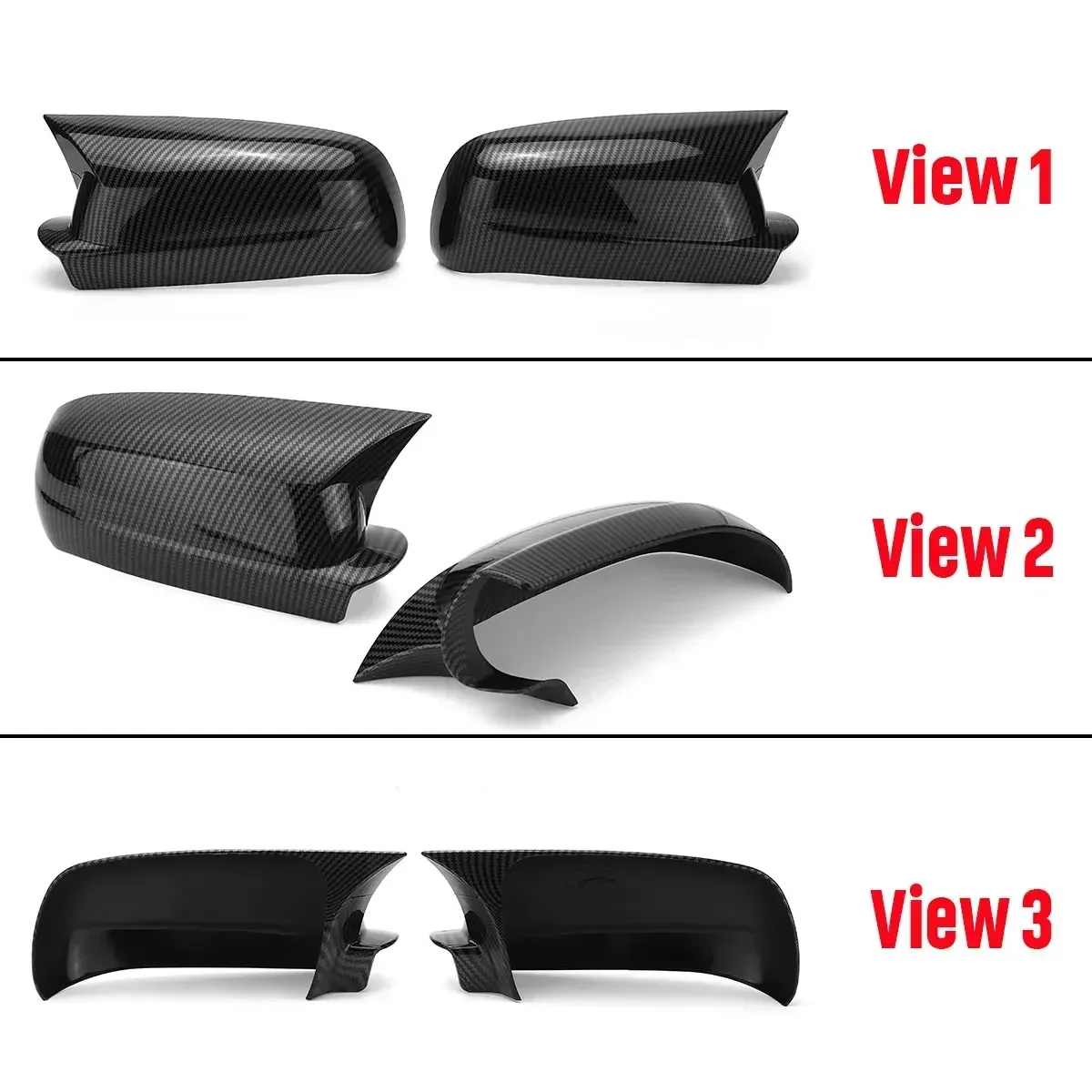 2PCS Glossy Black Add on Side Mirror Cover Rearview Caps For VW For Golf MK4 1999-2004 Rear view Mirror Cover