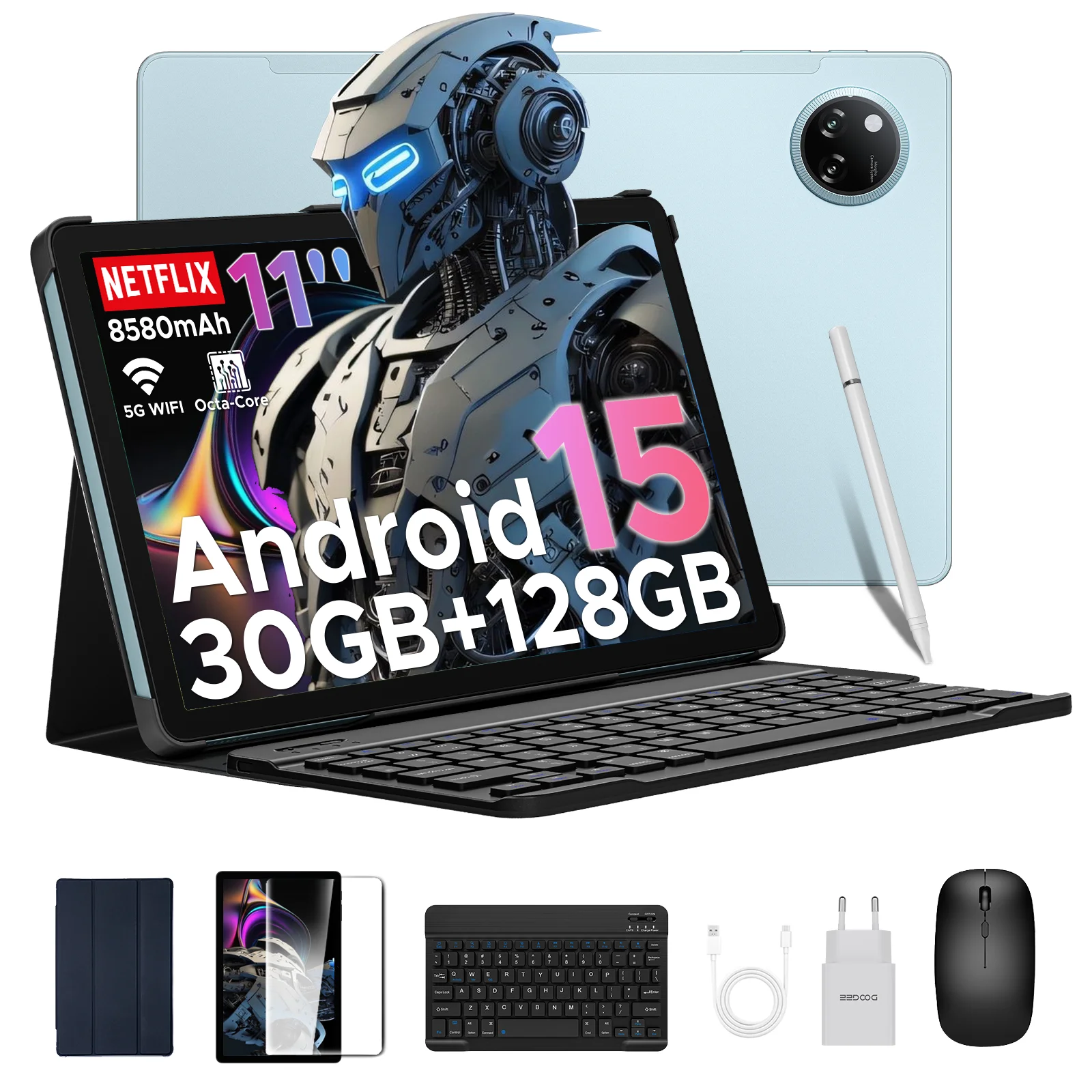 DOOGEE Tab A9 Pro+ Tablet 30GB 128GB 11" HD-scherm 8580mAh batterij Unisoc T7200 Dual Speakers 13MP Android 15 13MP+5MP Pad PC