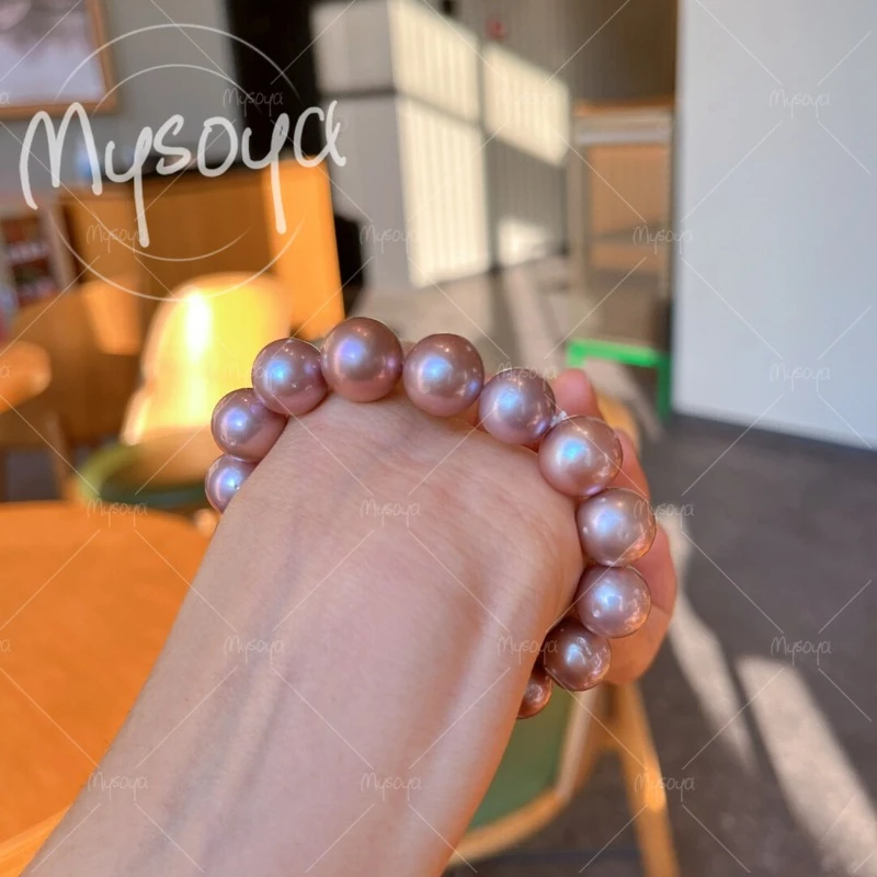MYSOYA 11-13mm Purple Edison Pearl Bracelet, with Gift Box, for Her/ Him, Birthday, Wedding, Anniversary, Mother's Day A0119