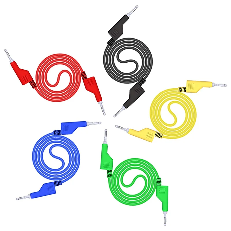 GROCE-50PCS Stackable Banana To Banana Plug Test Leads Soft Electrical Test Cable Wire 3.3Ft/1M For Multimeter 1000V 15A