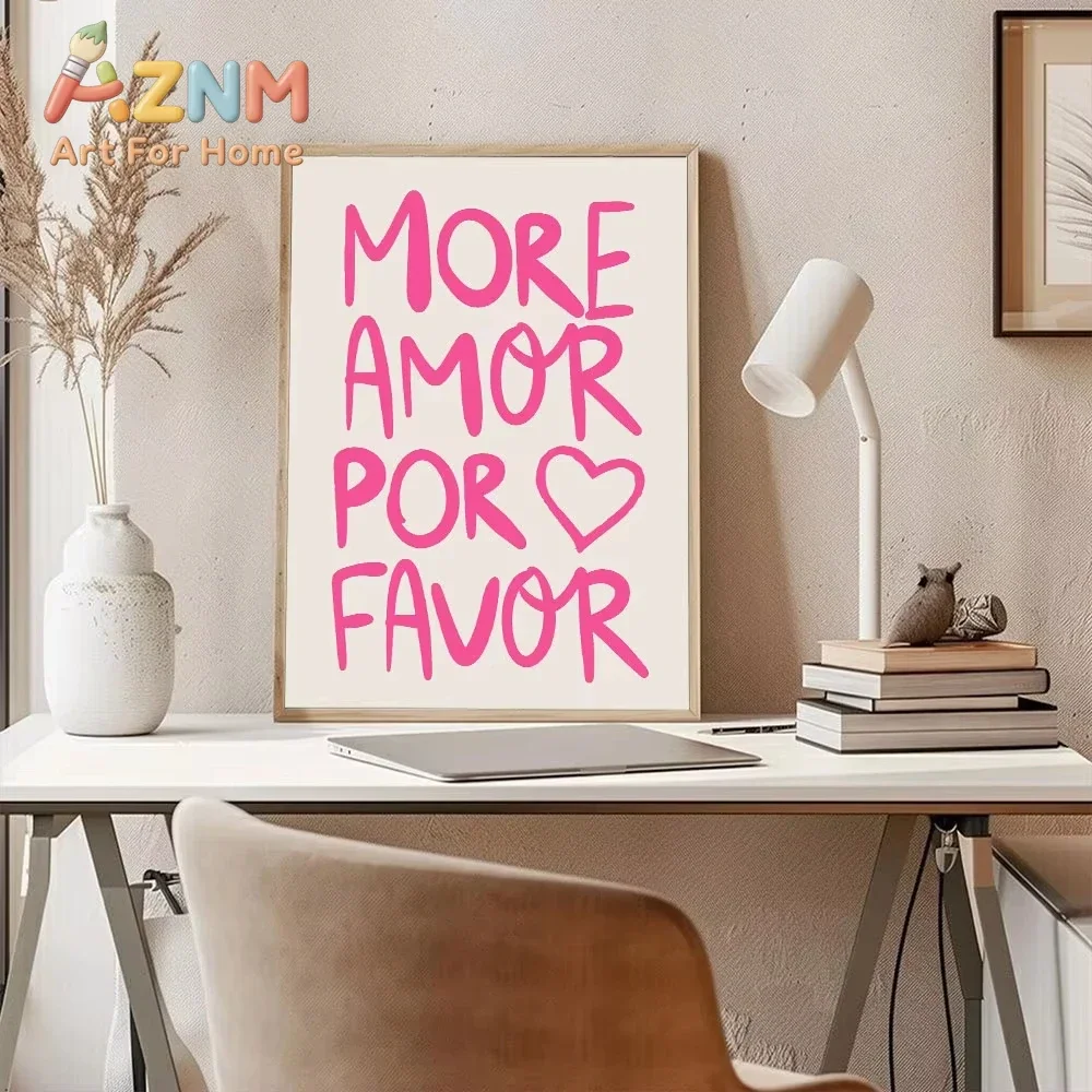 Minimalist More Amor Por Favor Text Poster Art Modern Love Introduction Canvas Painting Wall Decoration Home Living Room Decor