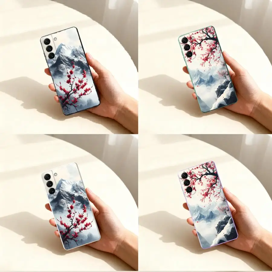 Plum Blossom Mountain Case for Samsung Galaxy A71 A73 A30s A06 A04 A50 A56 A05 A53 A20s A02s A03 Phone Cover
