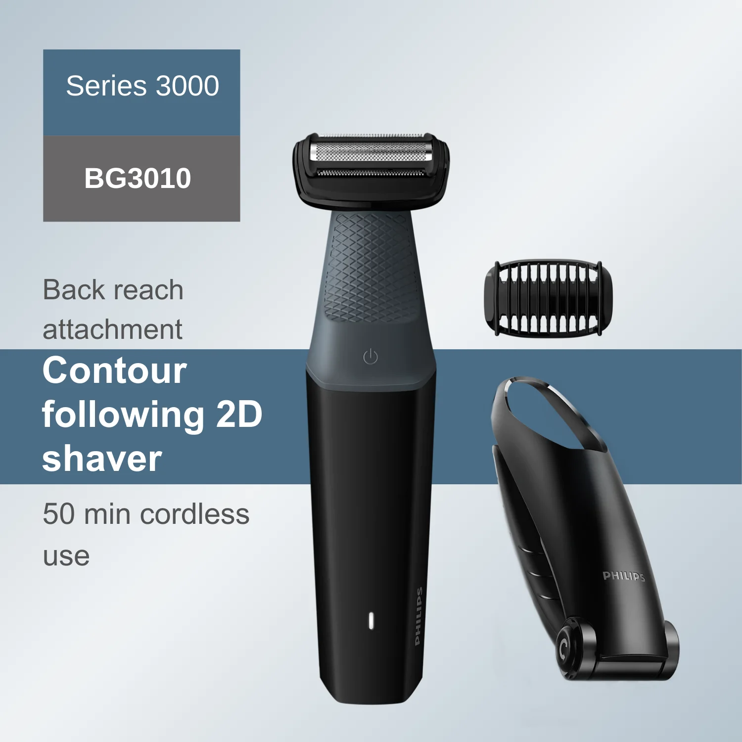 

Philips Norelco Bodygroom Series 3000 BG3010, Contour Following 2D Shaver, 50 Min Cordless Use