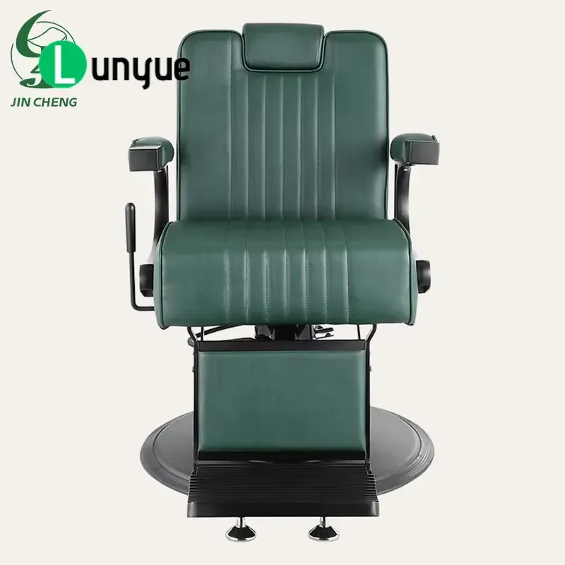 Classic Luxury Modern Barber Chair Black Aluminum Alloy Frame Synthetic Leather Retro Styling Chair for Barbershop