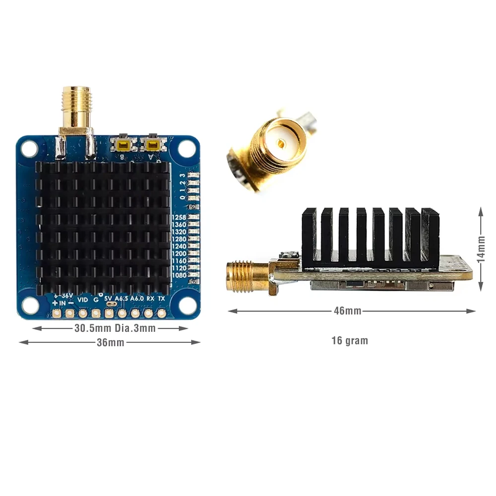 VTX-1G3TE 2W VTX 1.3GHz 2000mW 9CH Tramp Control Video Transmitter For FPV Long Range Freestyle Quadcopter Drone Accessories