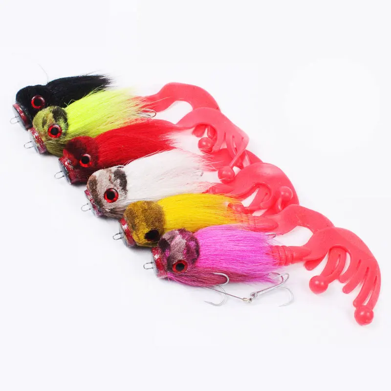 Imagem -04 - Artificial Fishing Lure com Bucktail Isca de Silicone Suave Grande Deer Hair Rat Tackle Cabeça Ganchos Pike Bass Mouse Inverno 85g 23cm