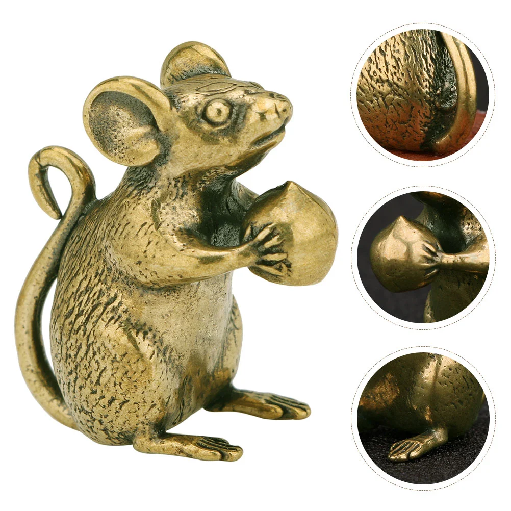 

Brass Mouse Ornament Retro Decor Adornment Lovely Delicate Figurine Modeling Craft Statue Office