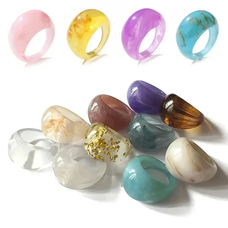 

Fashion Colorful Transparent Rings Irregular Marble Pattern Geometric Resin Acrylic Rings Set for Women Jewelry Travel Gifts