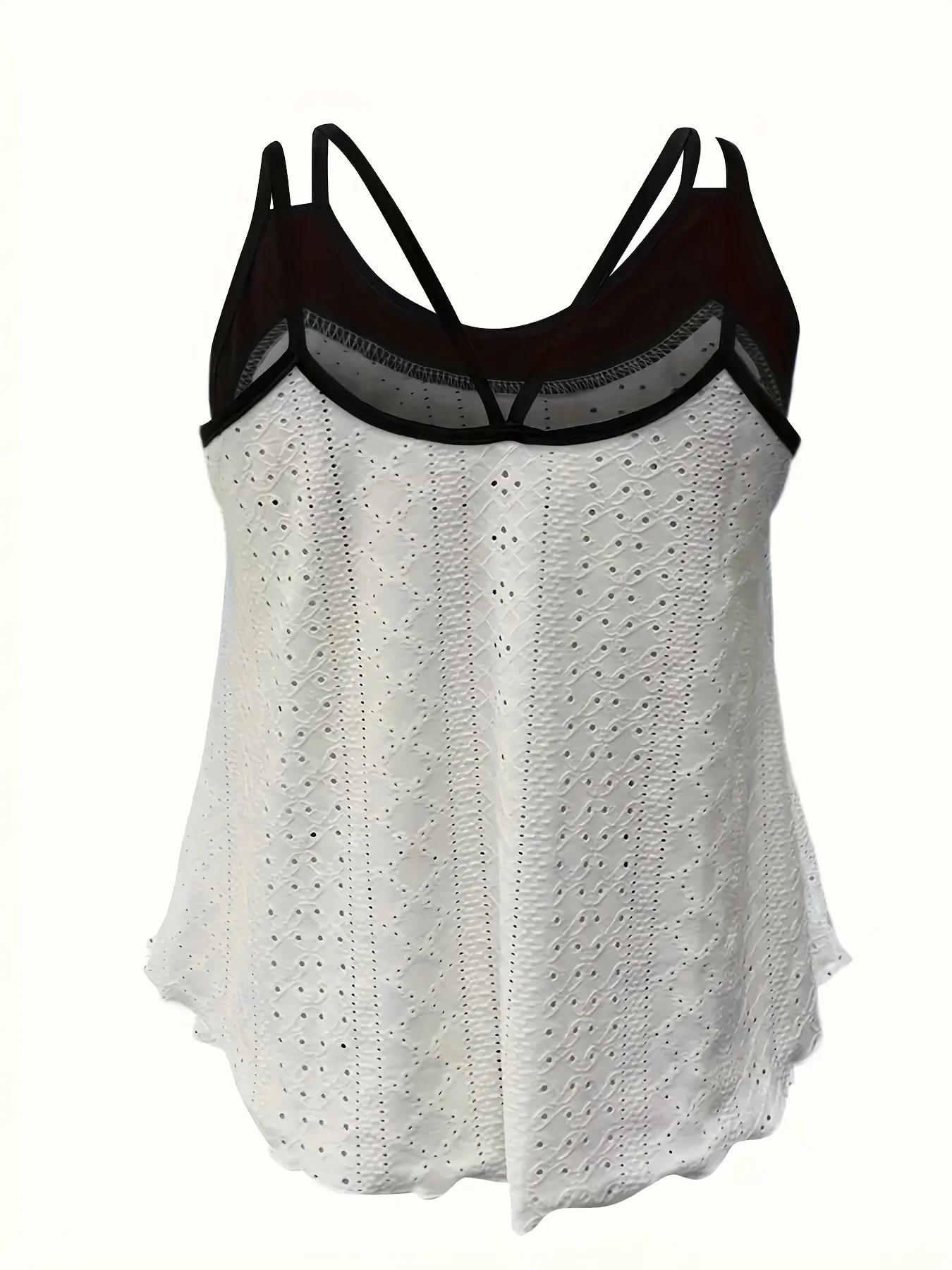 Plus Size Women's Color Block Eyelet Embroidered Cami Top