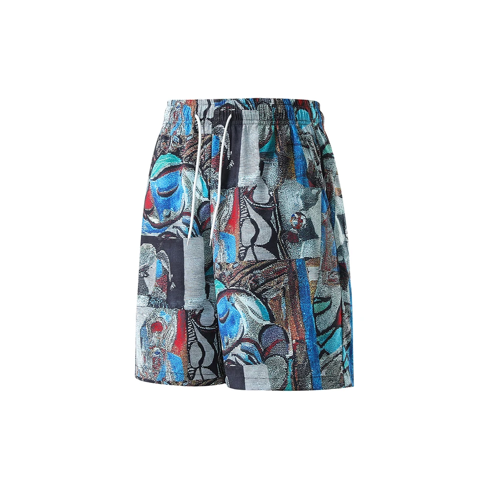 

Retro fashion printed shorts Trendy fashion loose sports shorts casual splicing comfortable beach trousers Outdoor hundred tide