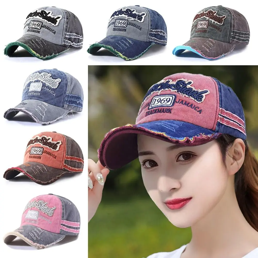 Outdoor Sports WASHED DENIM Vintage Embroidery Baseball Caps Baseball Hats Sunscreen Hats Distressed Faded Cap