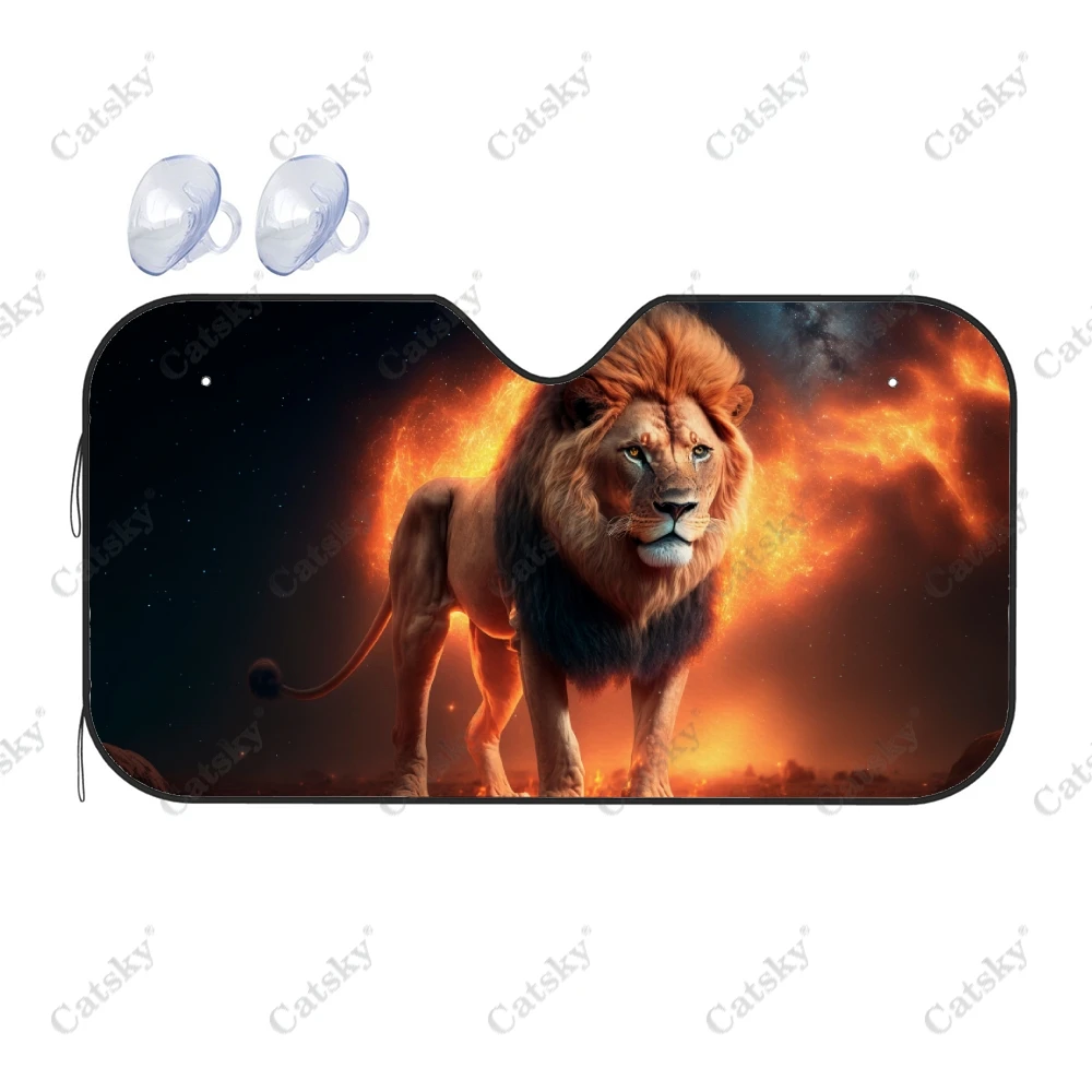 Evil Dangerous Predator Lion Car Windshield Sunshade, Front Auto Car Windshield Sun Shade Blocks Uv Rays Sun Visor Protector