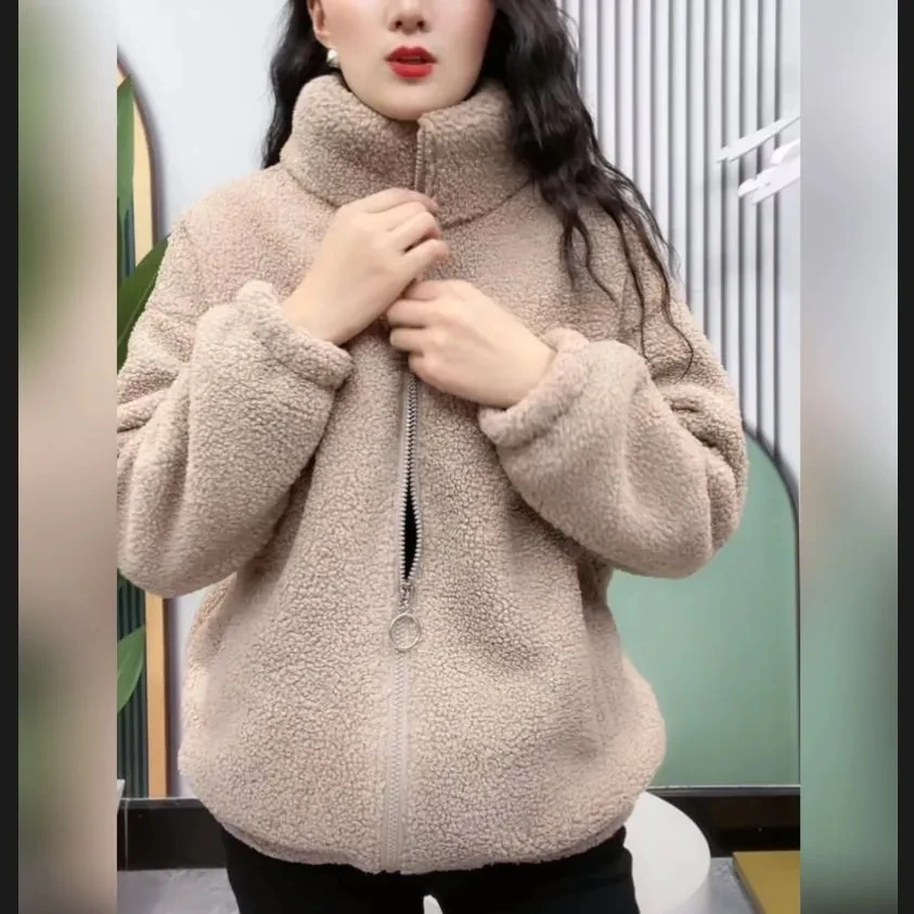 힙합 가을 겨울 플리스 푹신한 재킷 스트리트웨어, 하라주쿠 푹신한 지퍼 코트, 여성 경량 재킷, 플러시 따뜻한 재킷 코트