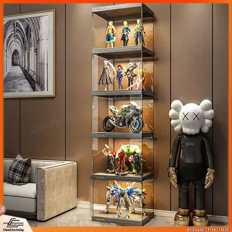 Detachable Display Cabinet for Action Figures Toys Storage Transparent Showcase Case for Lego Gundam Models Home Collection - view 3