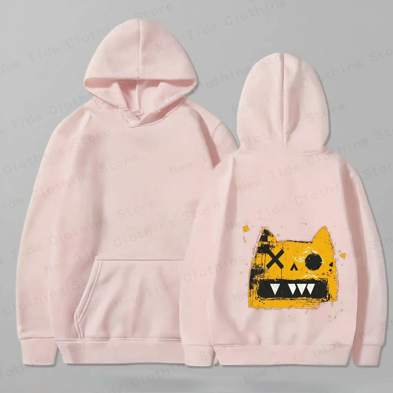 هوديي قطني للرجال لخريف وشتاء، رسومات قطة كرتونية منفعلة، رائعة للبرد المميز - ملابس الطقس #2