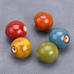 5pcs Big Round 18mm~19mm Fancy Glaze Ceramic Porcelain Loose Beads For Jewelry Making DIY Bracelet Findings