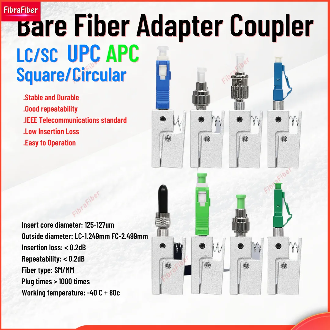 

2pcs/lot New Optic Fiber Connector FC SC ST Square Bare Adapter Flange Temporary Succeeded OTDR Test Coupler Special Sale