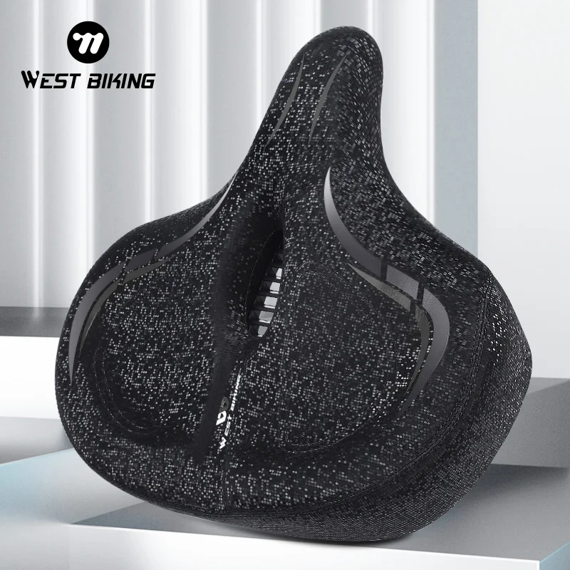 WEST BIKING Upgrade Enlarge Bicycle Saddle Thicken Soft Shock Absorption Bike Cushion Hollow Comfortable MTB Road Cycling Seat