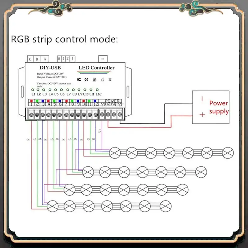 Reliable-DIY Autonomous Programming Controller 12Way Programmable USB DIY LED RGB Controller For 3528 5050 Strip Module Easy Ins