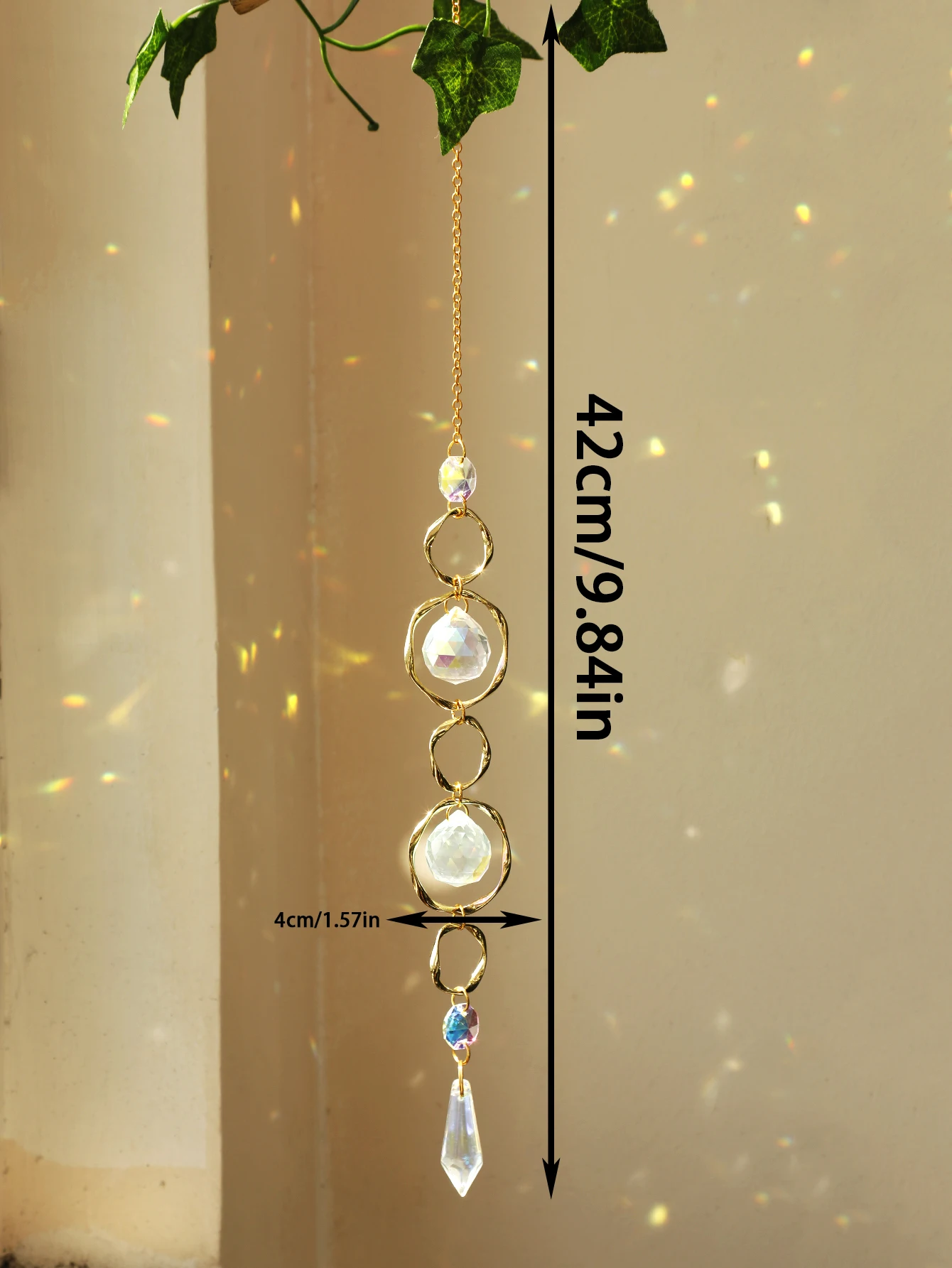 Boho Sun Catcher Hanging Ornaments Handmade Crystal Sun Catchers with Gold Chain for Window Wall or Garden Decor Wind Chimes
