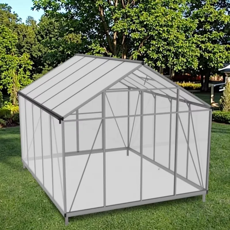 โรงเรือนปลูกต้นไม้กลางแจ้งที่ทำจากอลูมิเนียมทันสมัย พร้อมแผ่นโพลีคาร์บอเนต สำหรับปลูกดอกไม้ในสวนหลังบ้าน ประกอบง่าย เหมาะสำหรับบ้านพักตากอากาศ