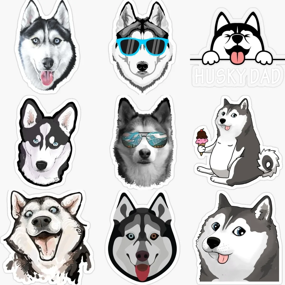 

Funny Husky Dog Sticker for Laptop Window Motorcycle Wall Room Truck Bicycle Van Car PVC Decals Customizable