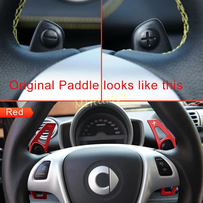 For Smart Fortwo W451 2007-2014 Aluminium Steering Wheel Paddle Shifter Extension Gear Shift Stylish Accessories Red