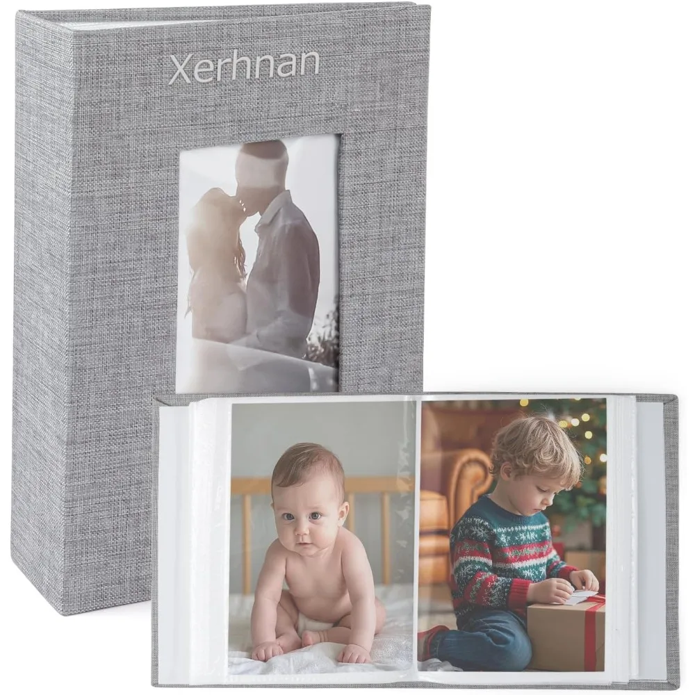 

1 Pack Photo Album 4x6-50 Pockets Hold 100 Pictures - Memory Book for Wedding, Baby Shower, Family Photos (Gray)