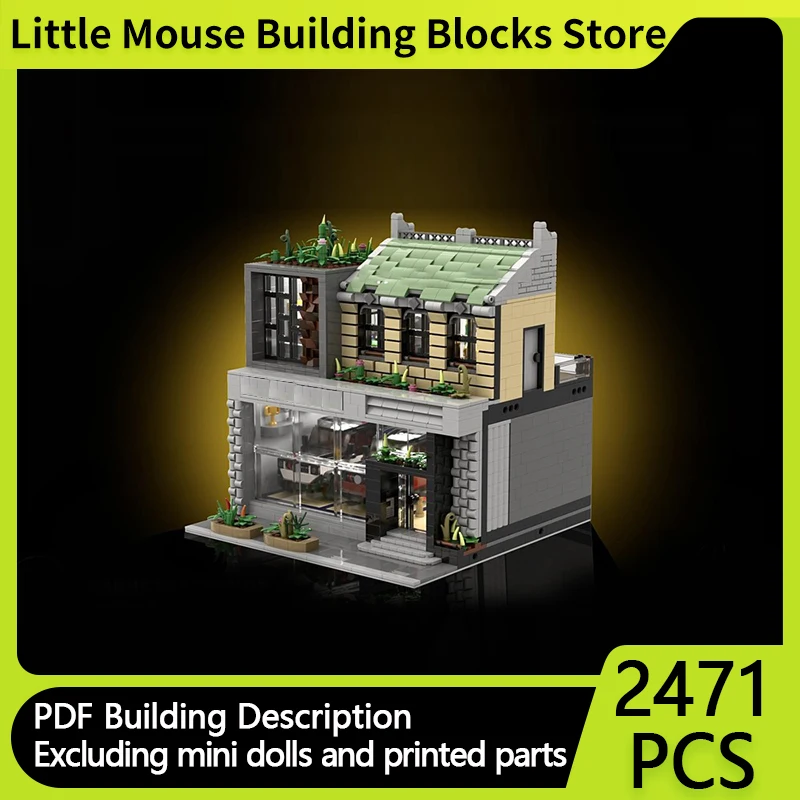 

City Street View Model MOC Building Bricks Car Modification Shop Modular Technology Gifts Holiday Assemble Children Toys Suit