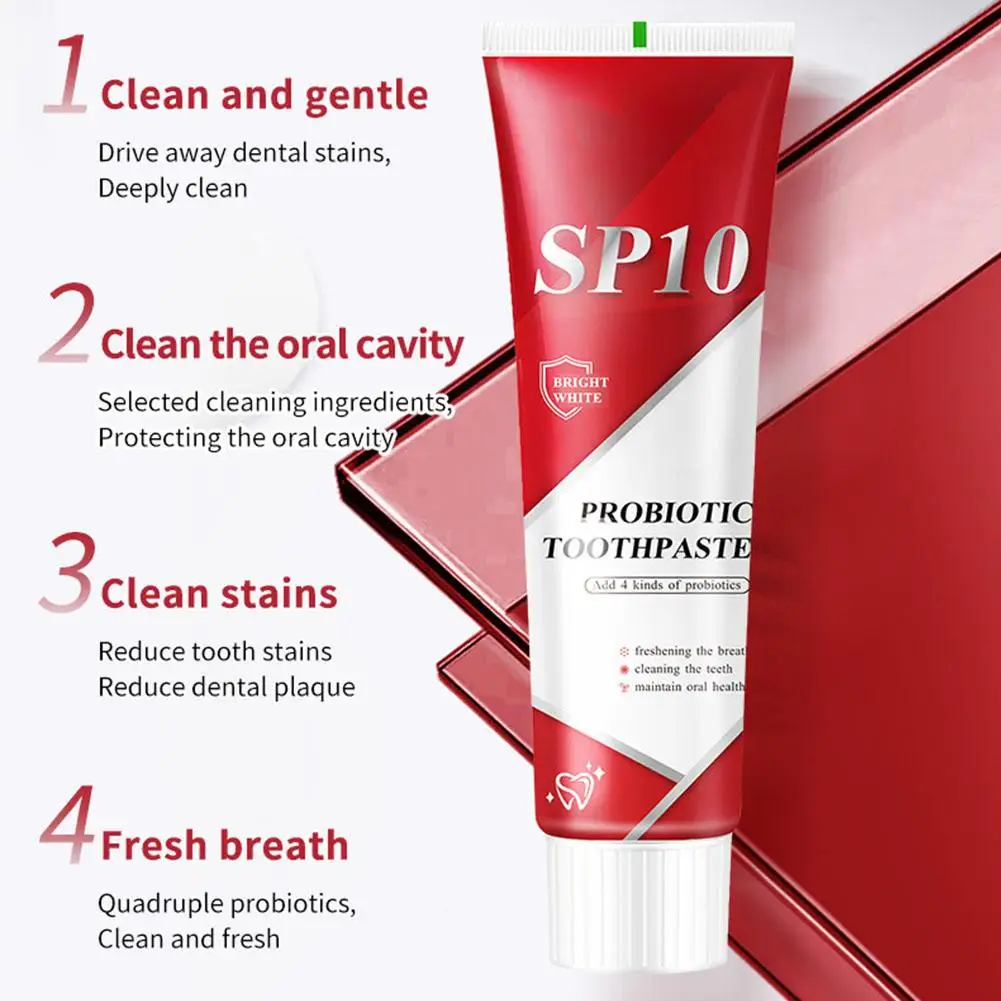 Sp-10 Probiotic Toothpaste Whitening Tooth Remove Plaque Stains Teeth Whitener Oral Hygiene Clean Fresh Breath Oral Healthy 100g