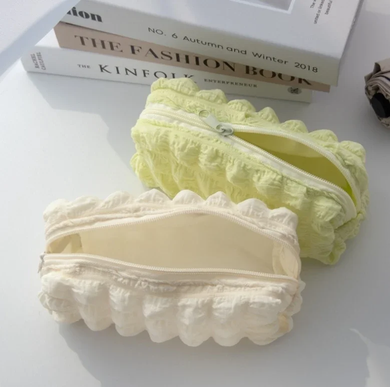 حقيبة مكياج قطيفة لطيفة للنساء محمولة للسفر حقائب مستحضرات تجميل صغيرة بلون سادة وسحاب حقيبة أدوات الزينة وحقيبة غسيل وأكياس تخزين