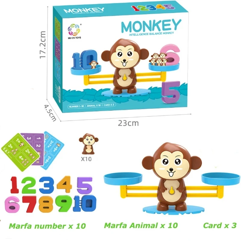 Juguete de matemáticas de equilibrio de mono para bebé Montessori, juguetes educativos para edades tempranas, Material de enseñanza, juegos de mesa, regalos interactivos