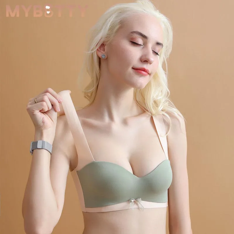 

MYBOTTY Thin and Large Breasts of women's Glossy Color of the New Autumn Collection Pair of Breast Anti-Light Sexy large Bra