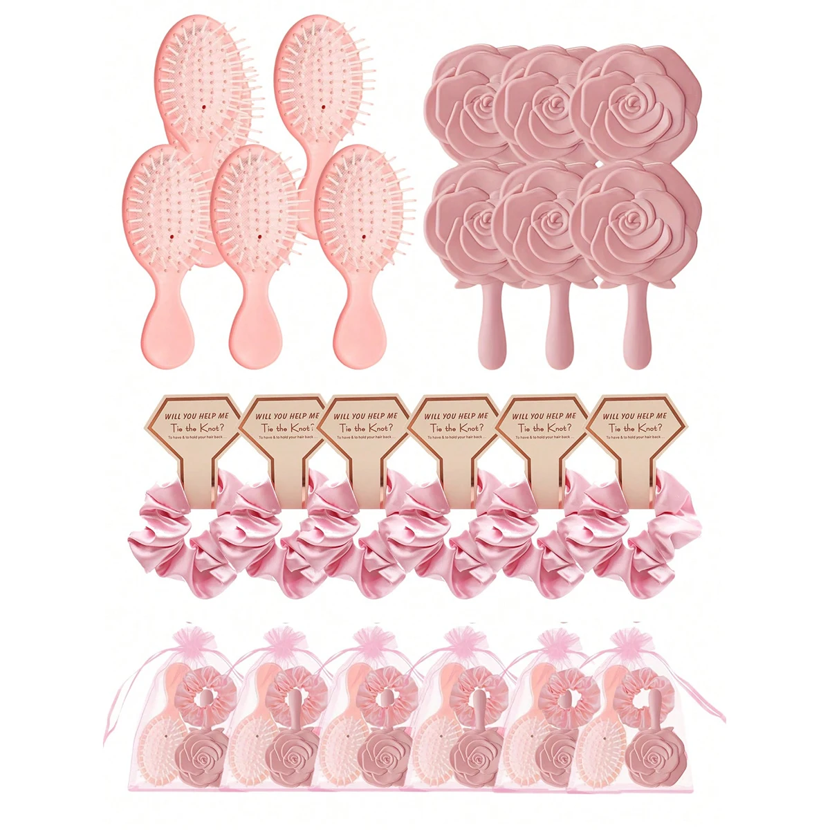 Juego de 4 Recuerdos para Fiesta de Color Rosa - Regalos para Despedida de Soltera, Accesorios para el Cabello para Boda, Propuesta de Matrimonio, Artículos para Fiestas de Cumpleaños