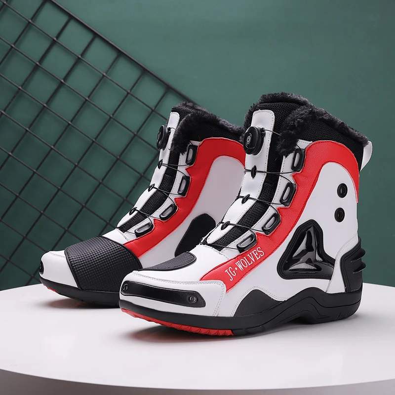 

Motorcycle protective riding boots off-road four season men's high top anti slip breathable add cotton cycling shoes equipment