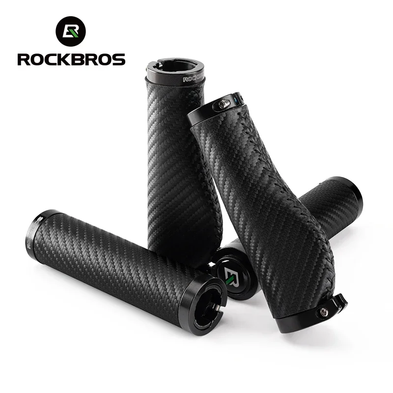 ROCKBROS Mtb Grips PU Leather Bicycle Handlebar Grips Shockproof Anti-slip Ergonomic City Mountain Bike Handlebar Sleeve Grips