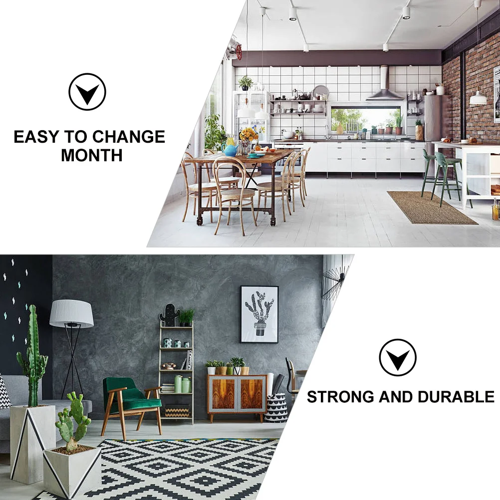 

1pc Wooden Perpetual Calendar Thick Board Easy Month Change Mediterranean Style Wall Calendar For Home Office Decor Printing