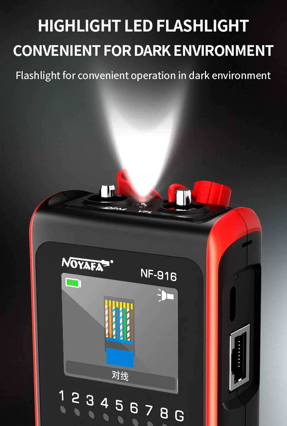 NOYAFA NF-916 Fiber Optical Power Meter VFL REF FC SC ST Visual Fault Locator LCD Display Fiber Optic Cable Tester Network Tools