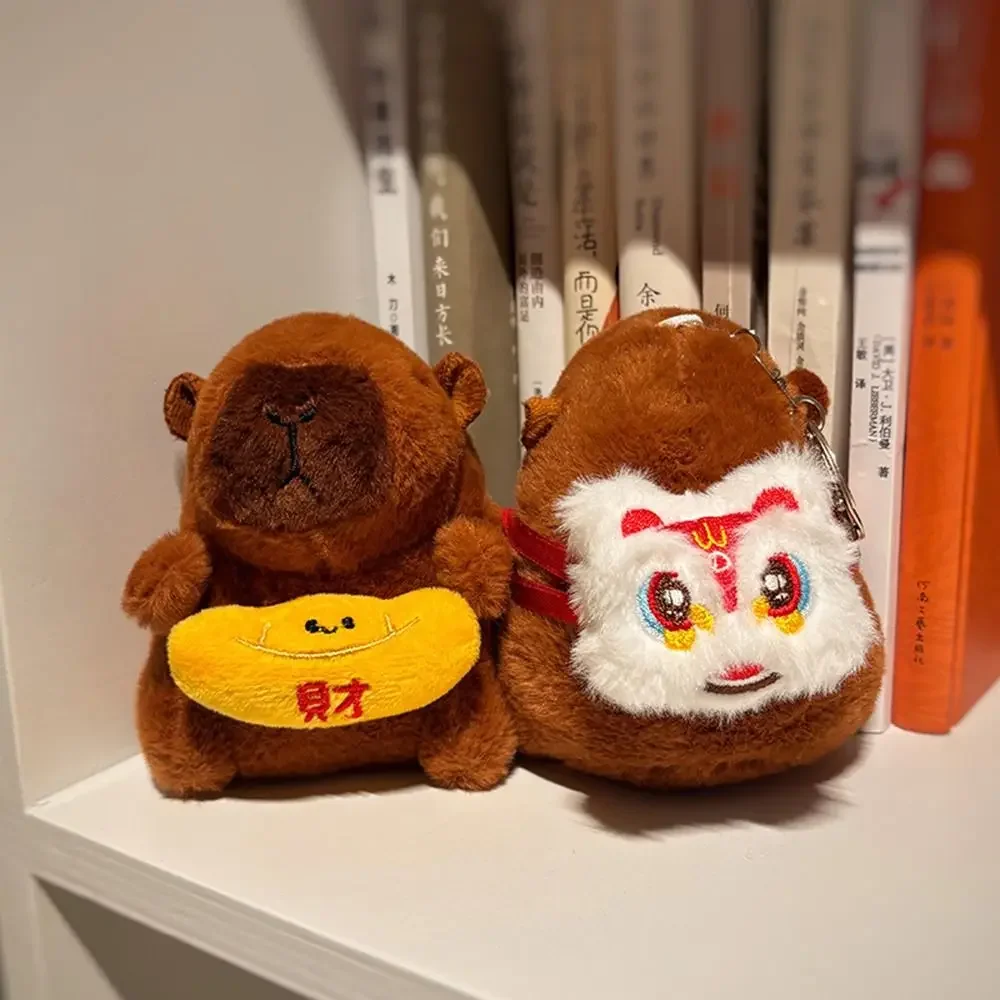 Cute Plush New Year Capybara Pendant Cartoon Hanging Ornament Bag Pendant Backpack Key Chain for Kids Gift