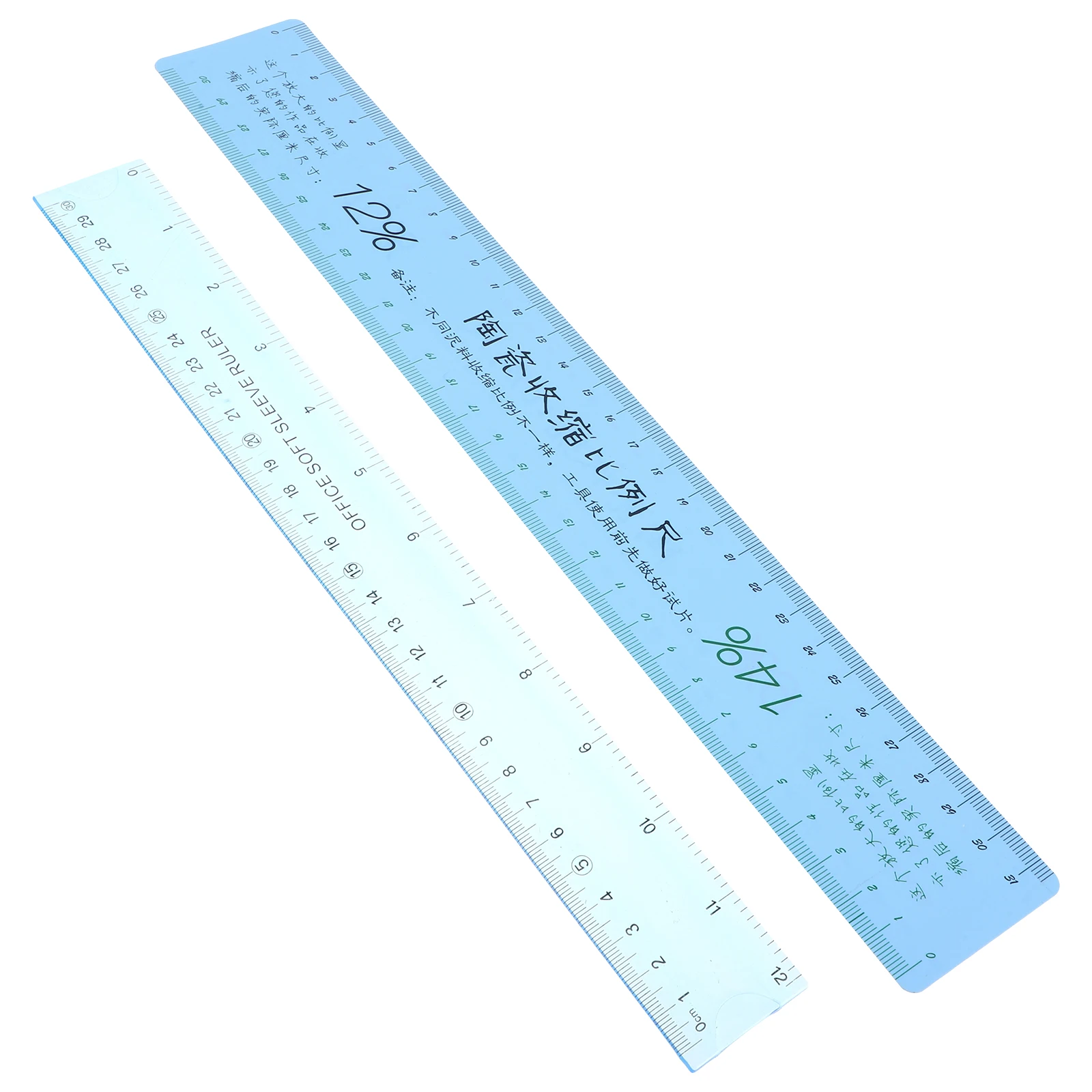 

2 Pcs Measuring Table Ceramic Scale Child Plastic for Student Soft Bendable Ruler