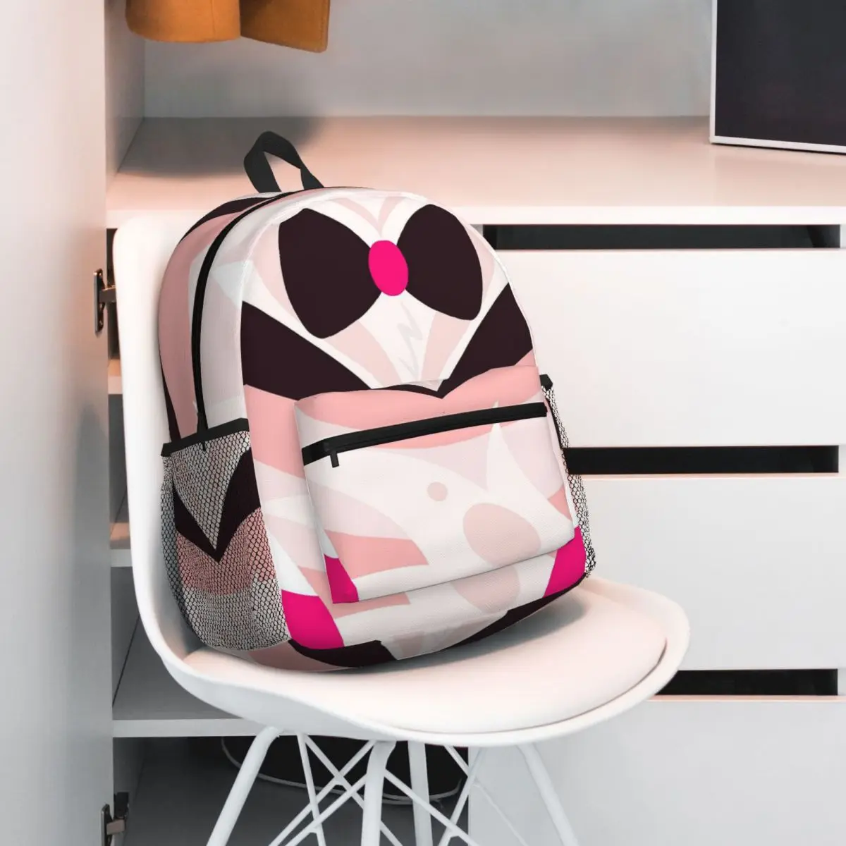 Angel Dust Hazbins นักเรียนกระเป๋าเป้สะพายหลังกระเป๋านักเรียนเดินป่า Daypack สําหรับชายหญิงแฟชั่น Bookbag ไหล่กระเป๋า