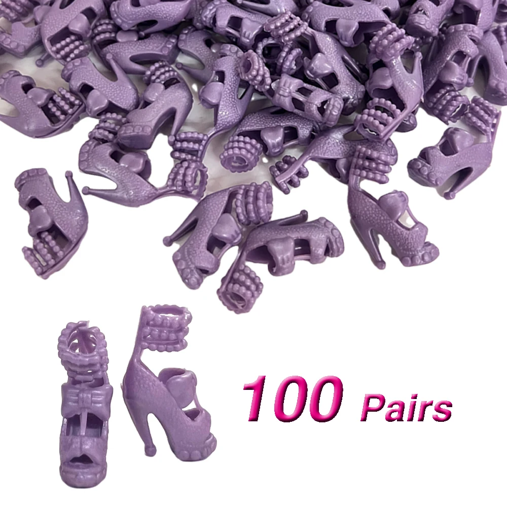 NK 100 Pairs Fashion Purple Shoes For Barbie Doll Accessories Modern Heels  Sandals  Party  Shoes  1/6 Doll  Toy Wholesale