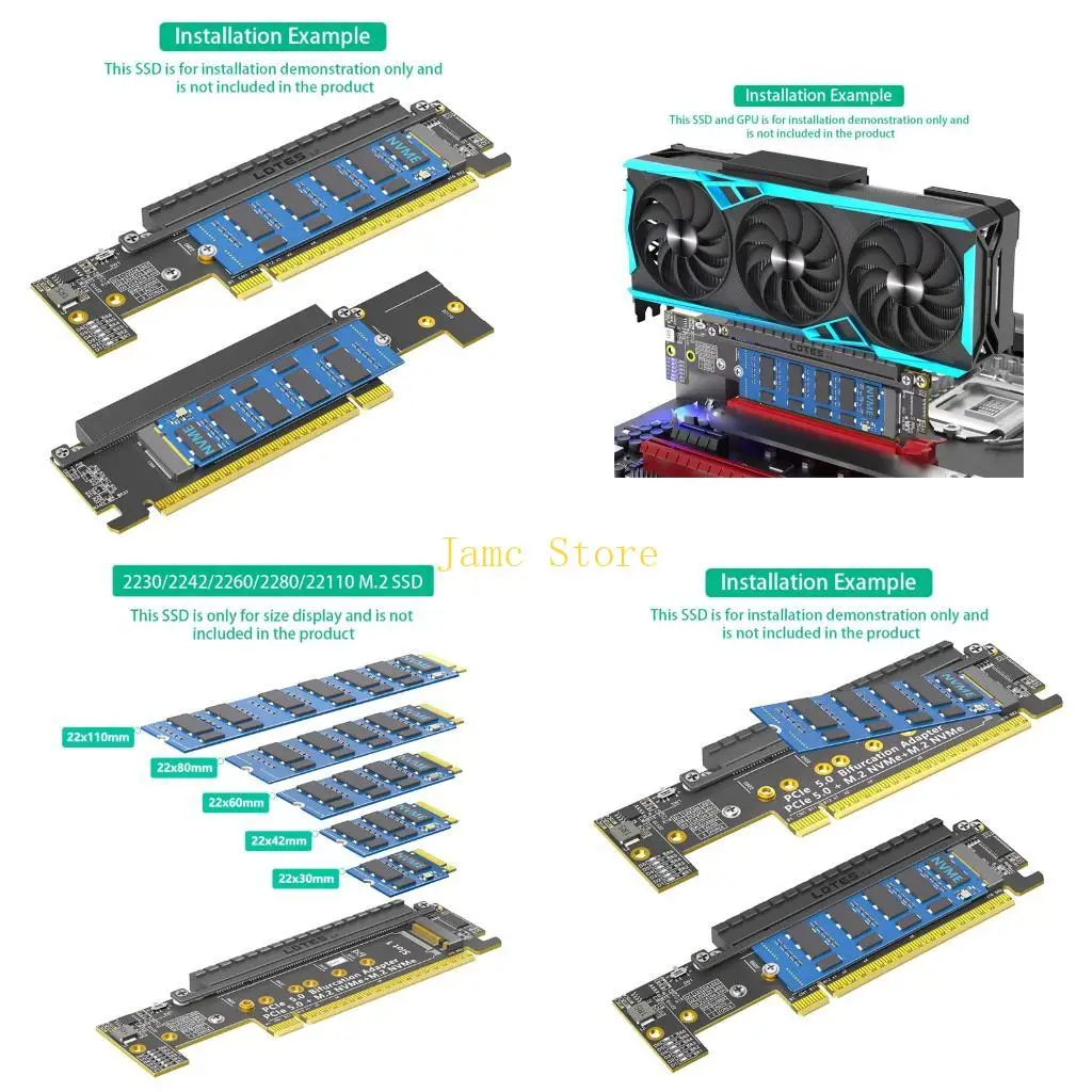 LX0B PCIExpress 16X 5.0 Adapters Card Supporting Double NVMe M.2 SSDs for Fast speed 32Gbps Data Transfer in Computing