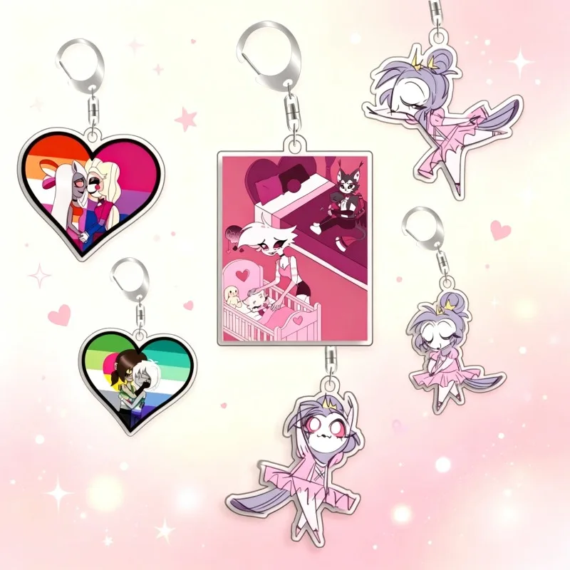 Keychain for Hazbin Hotel Charlie Morningstar Homemade Acrylic Keychain Pendant Bag Charms Game Anime Collection Toy Gift 5cm