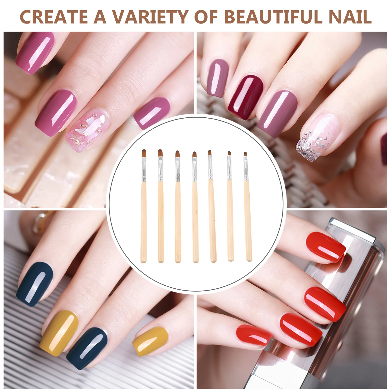 

7 шт., набор кистей для гель-арта, мягкая щетина, устойчивая к засобу для снятия лака, портативный для акрилового маникюра, инструменты для очистки ногтей