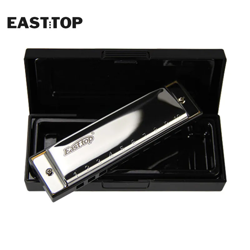 EASTTOP T10-3 10 Holes 20 Tones Stainless Steel Harp Diatonic Blues Harmonica Key Of C For Adults Kids Players