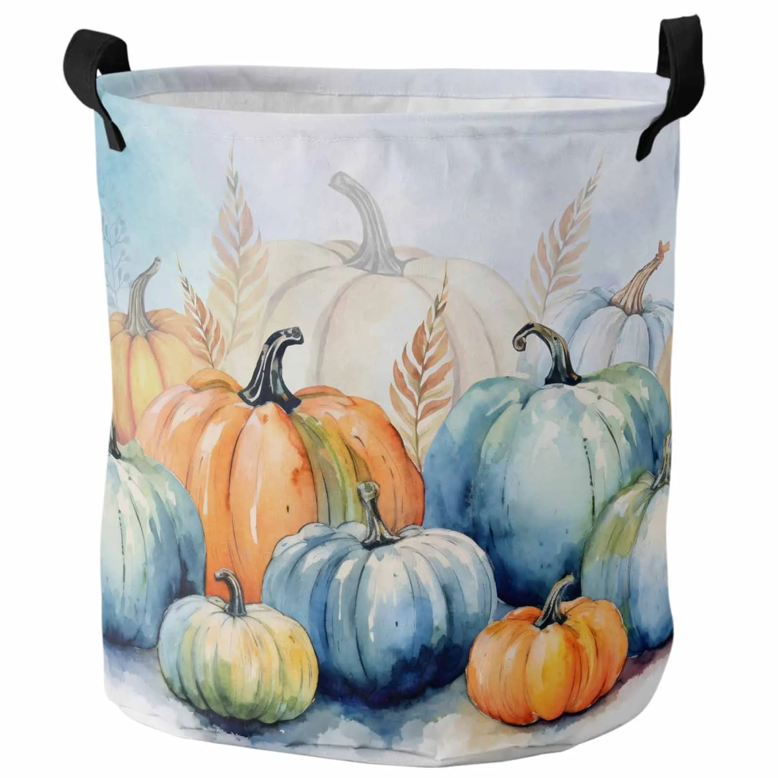 

Autumn Thanksgiving Plant Leaves Pumpkin Dirty Laundry Basket Foldable Waterproof Organizer Clothing Children Toy Storage Basket