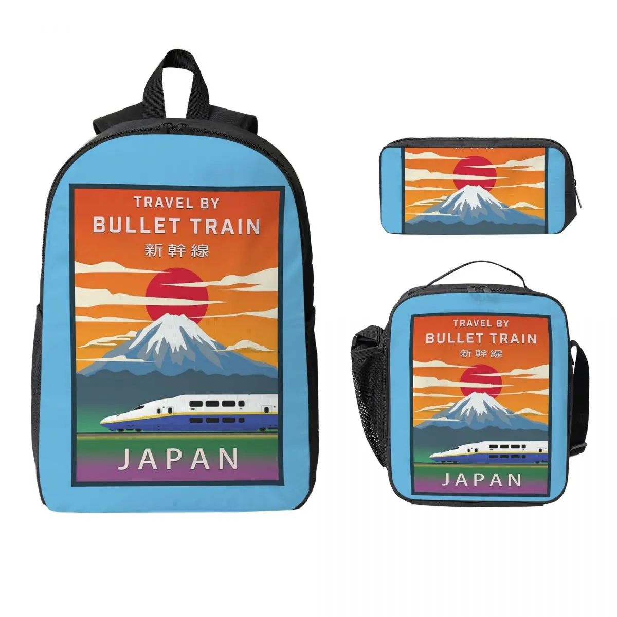 

Японский рюкзак Shinkansen Bullet Trains, студенческий рюкзак для мальчиков и девочек, школьная сумка, сумки на плечо, 3 шт., изолированная сумка для обеда, пенал