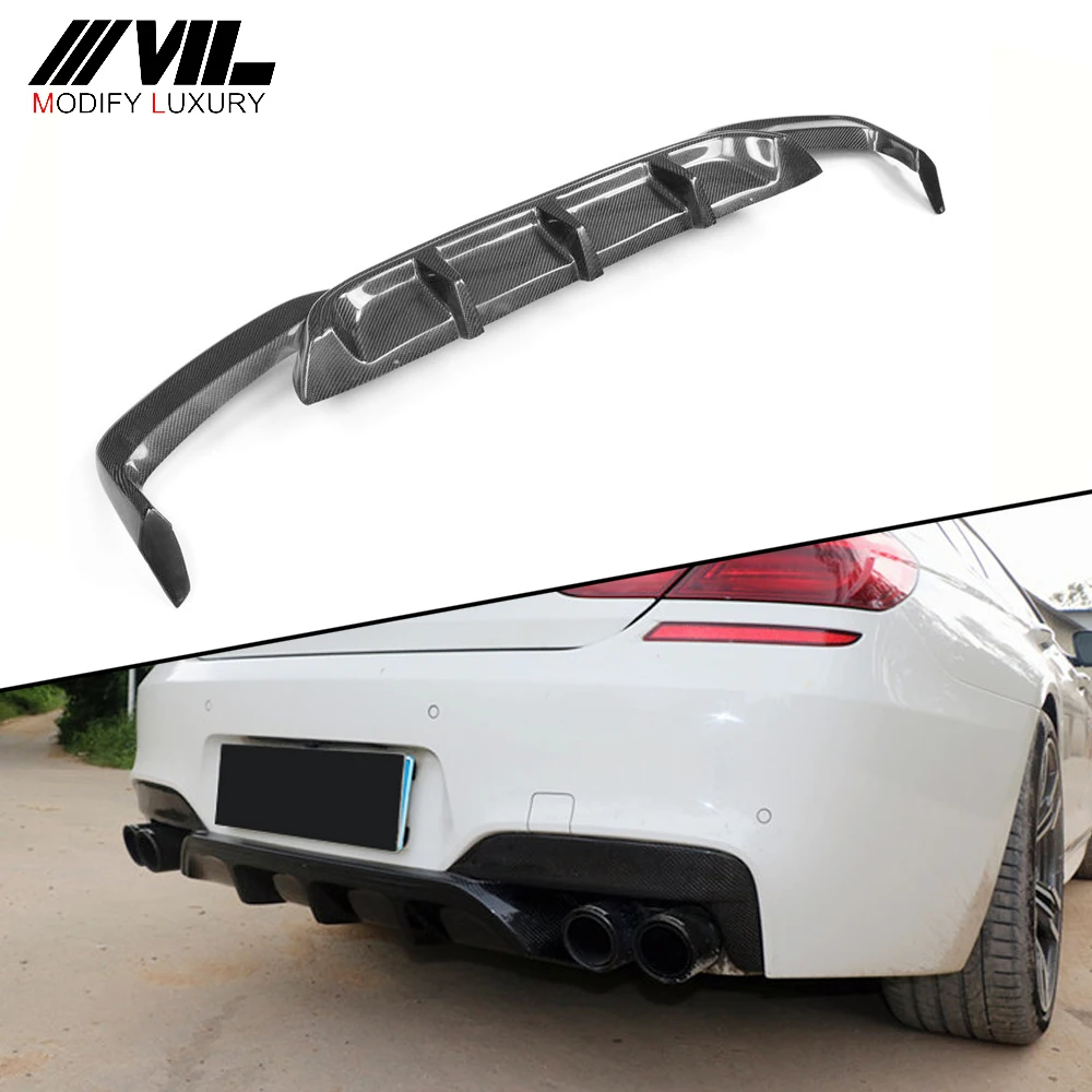 V Style Carbon car rear bumper lip diffuser for BMW F06 F12 F13 M-Sport M-Tech Bumper 2014